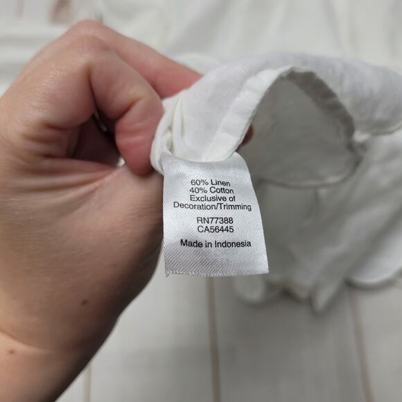 J. Crew white linen long scalloped tunic top XXL lagenlook minmalist - Picture 8 of 8
